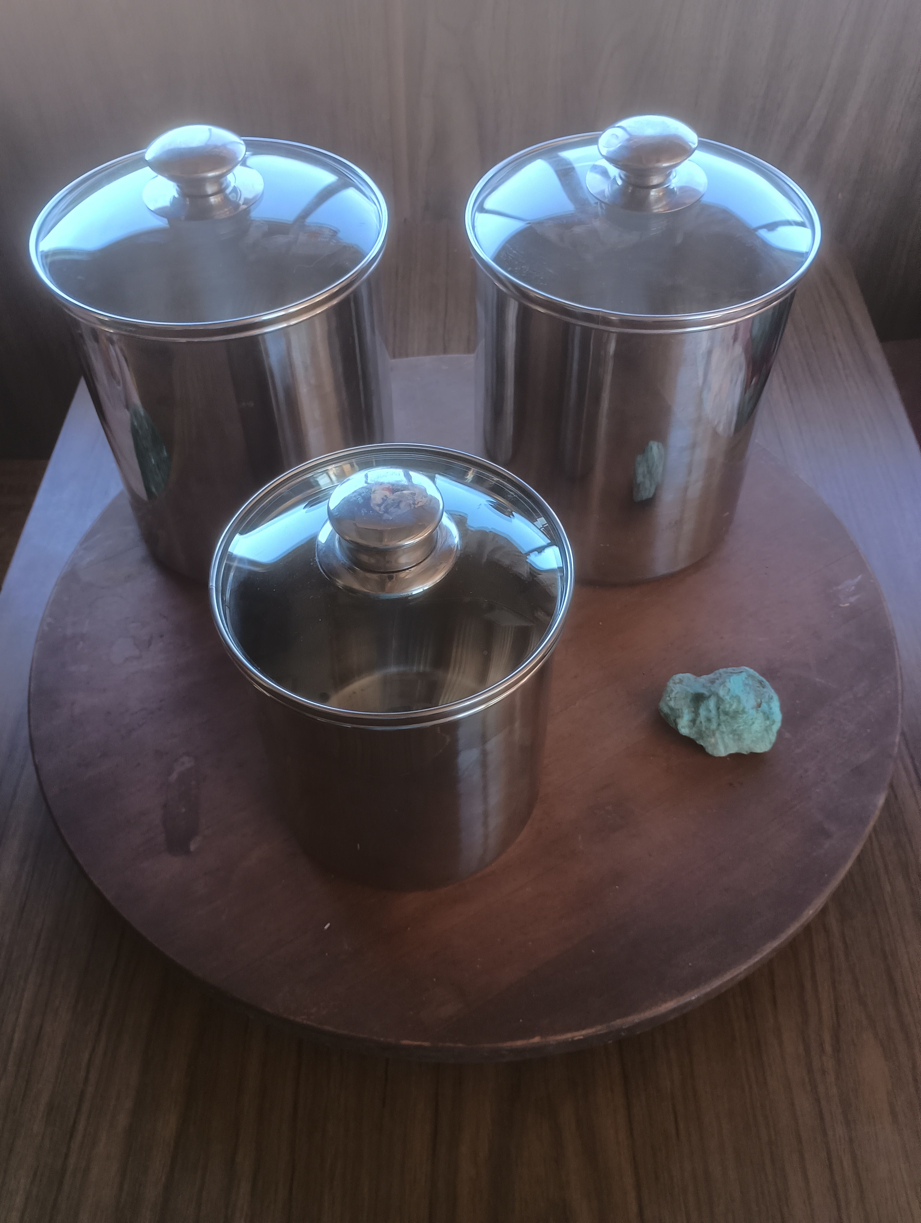 Vintage Williams-Sonoma 18-10 Stainless Steel 3-Piece Canister Set with Glass Lids