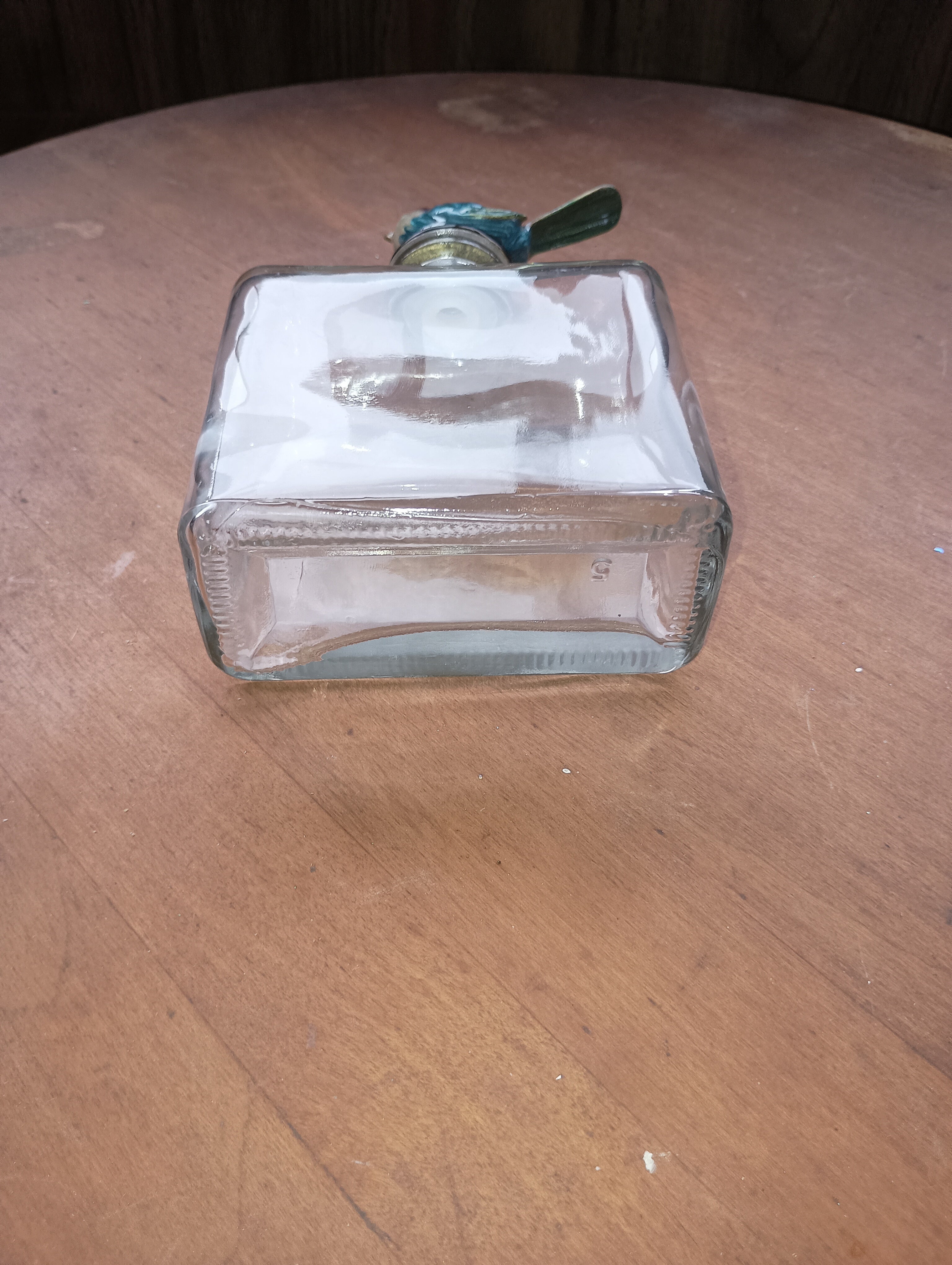 Vintage Enameled Bluebird Glass Decanter / Perfume Bottle