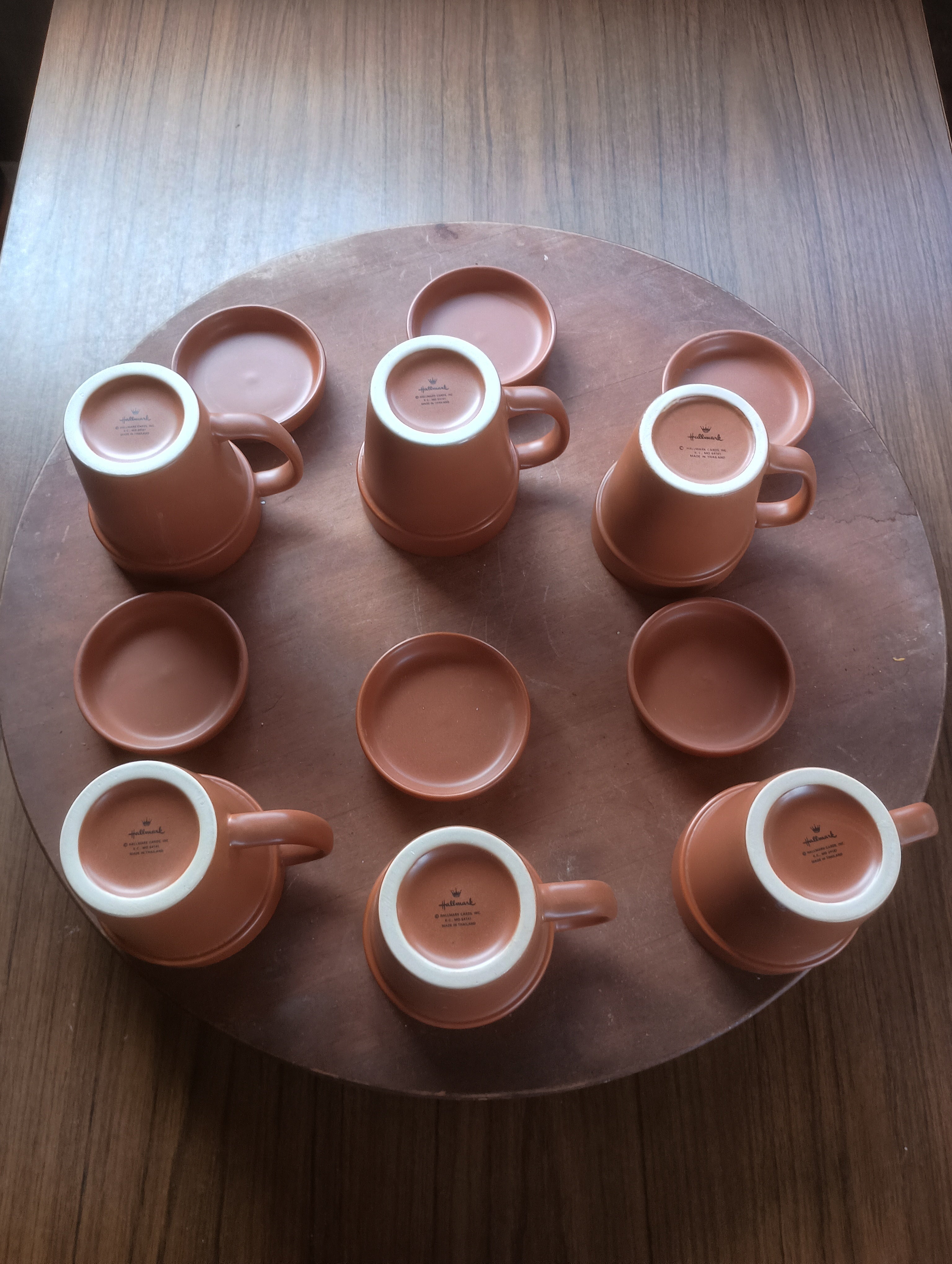Vintage Hallmark Terracotta Flower Pot Ceramic Mug & Saucer Set - 12 Pieces (Service for 6)