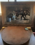 Authentic 1903 Antique Edwardian Underground Cockfight Scene Painting