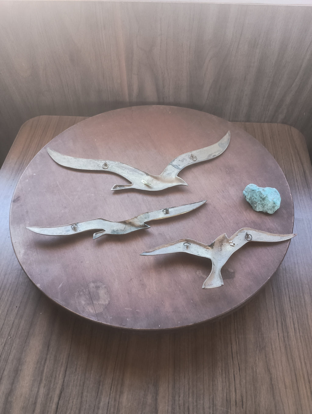 Mid-Century Brass Flying Seagulls Wall Decor - Set of 3