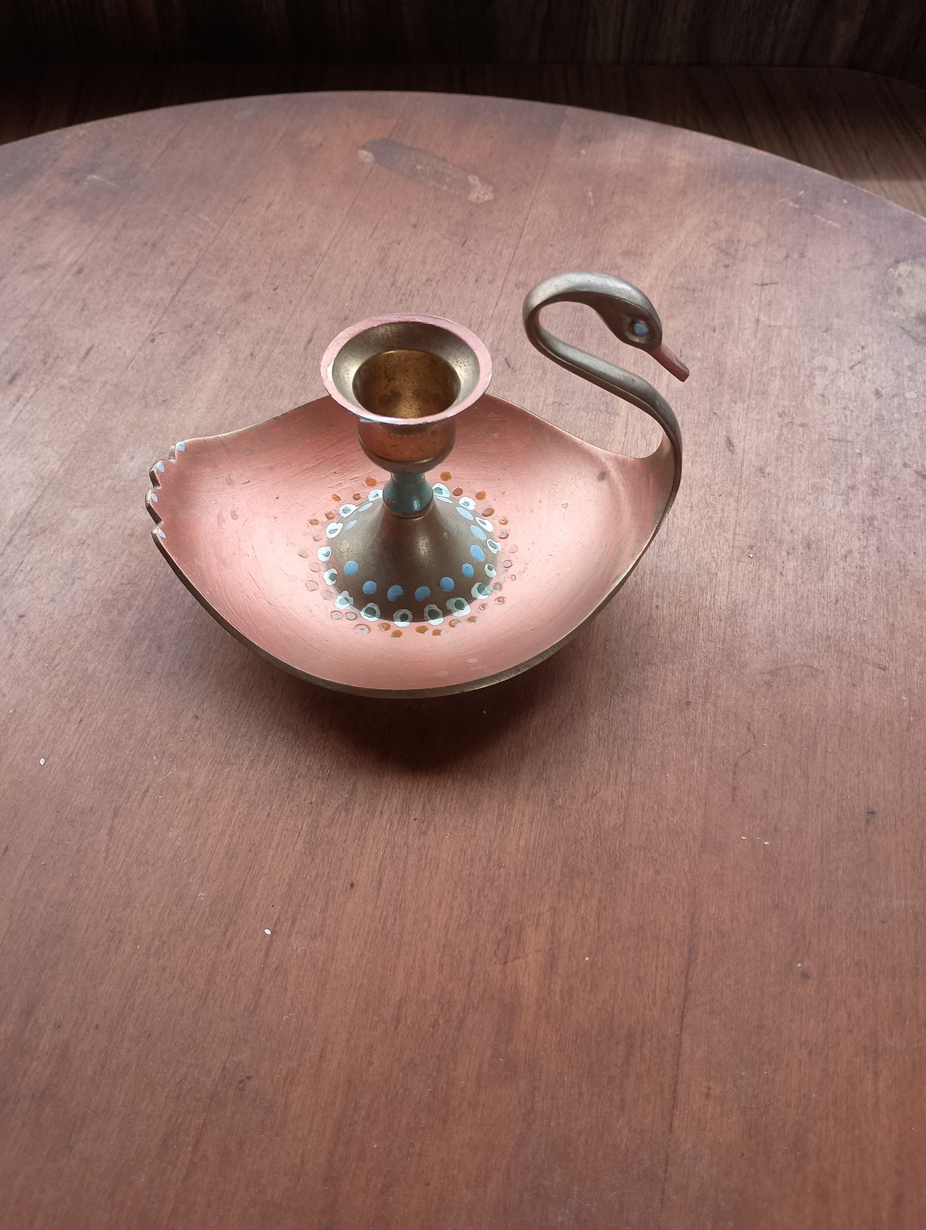 Hand Painted Brass Swan