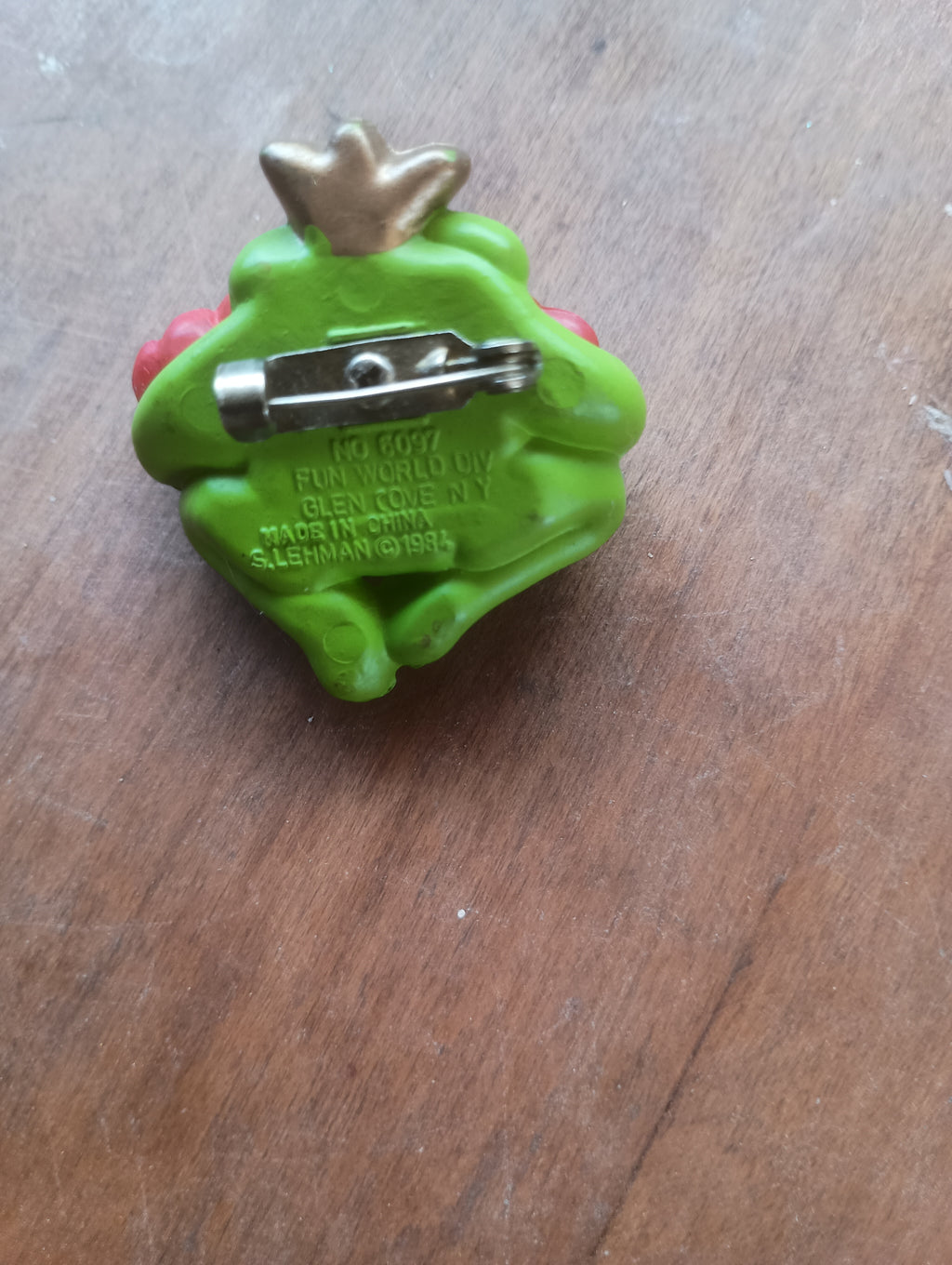 Vintage 1985 Whimsical "Frog Prince" Novelty Clay Valentine Brooch Pin