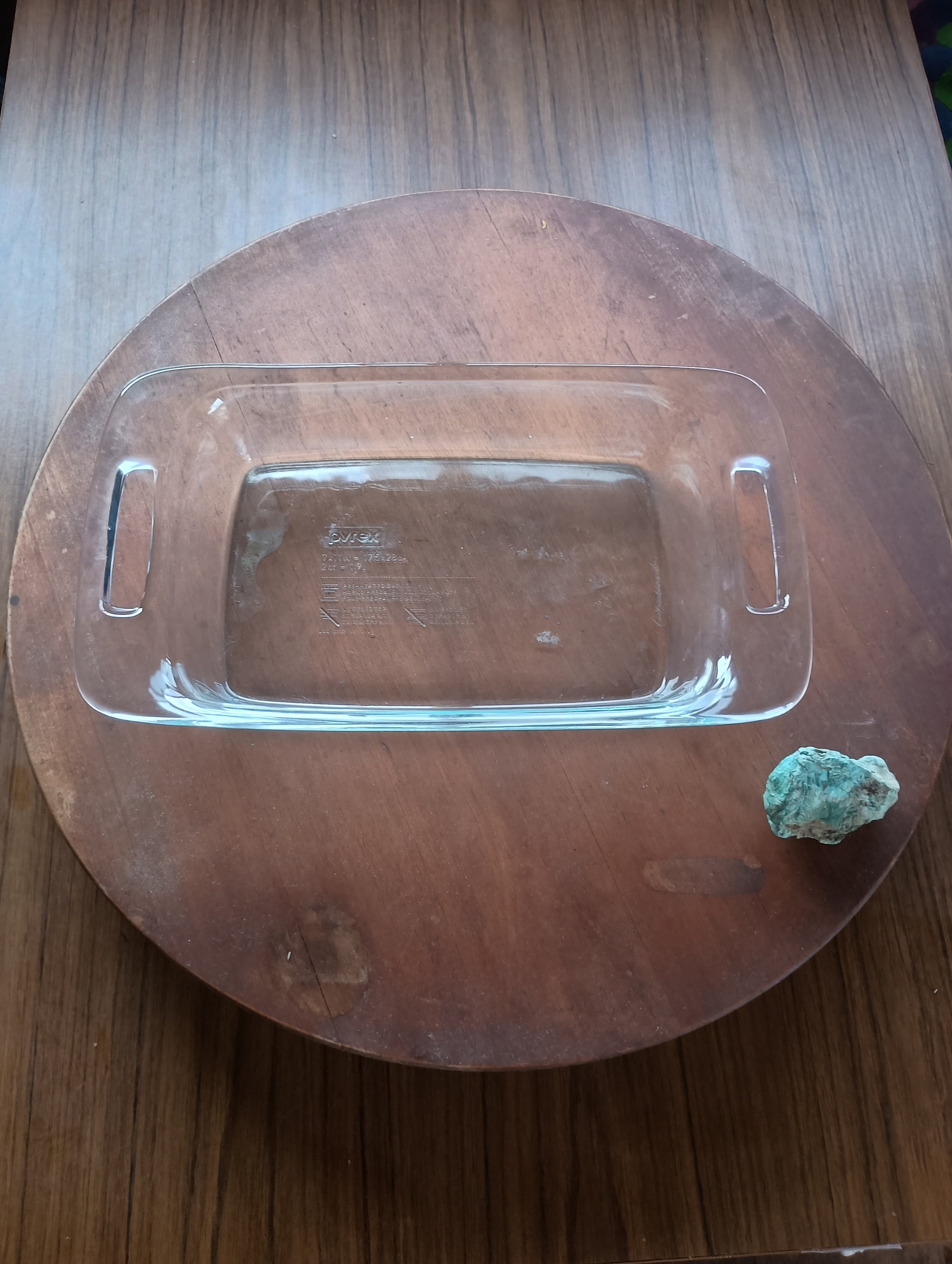 -Pyrex glass baking dish with handles