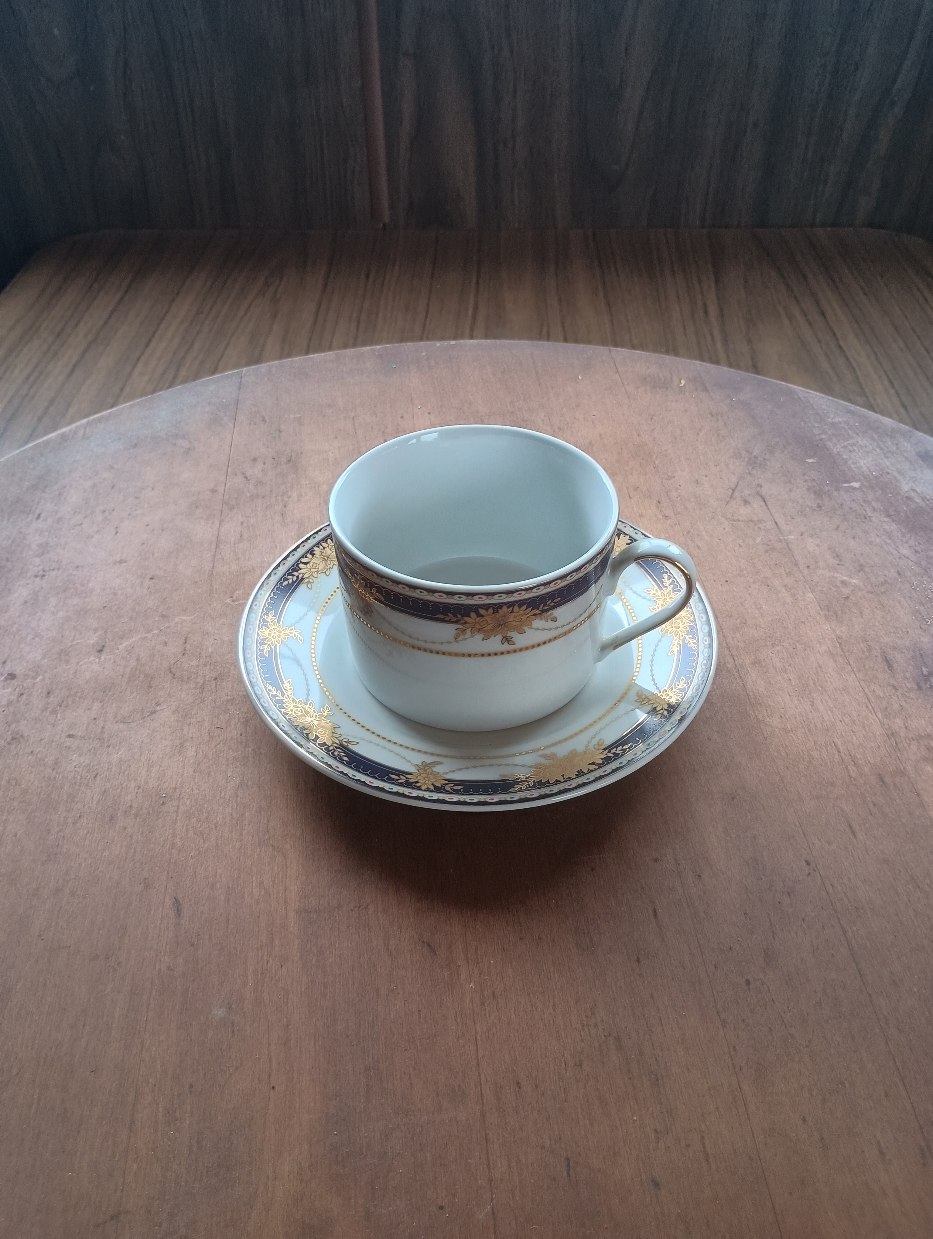 Royal Doulton Cobalt & Gold Filigree Porcelain Cup and Saucer