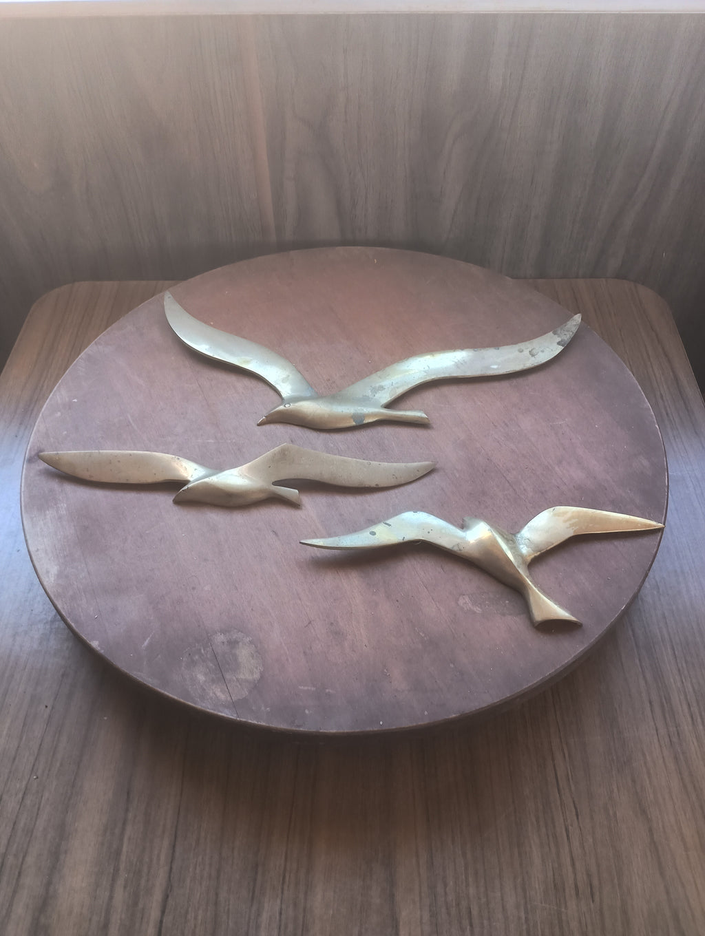 Mid-Century Brass Flying Seagulls Wall Decor - Set of 3