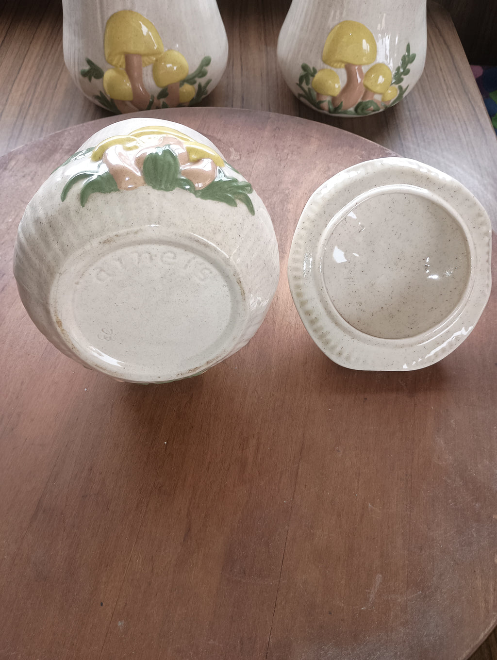 Vintage 1970s Arnel’s Ceramic Mushroom Canister Set (4-Piece)