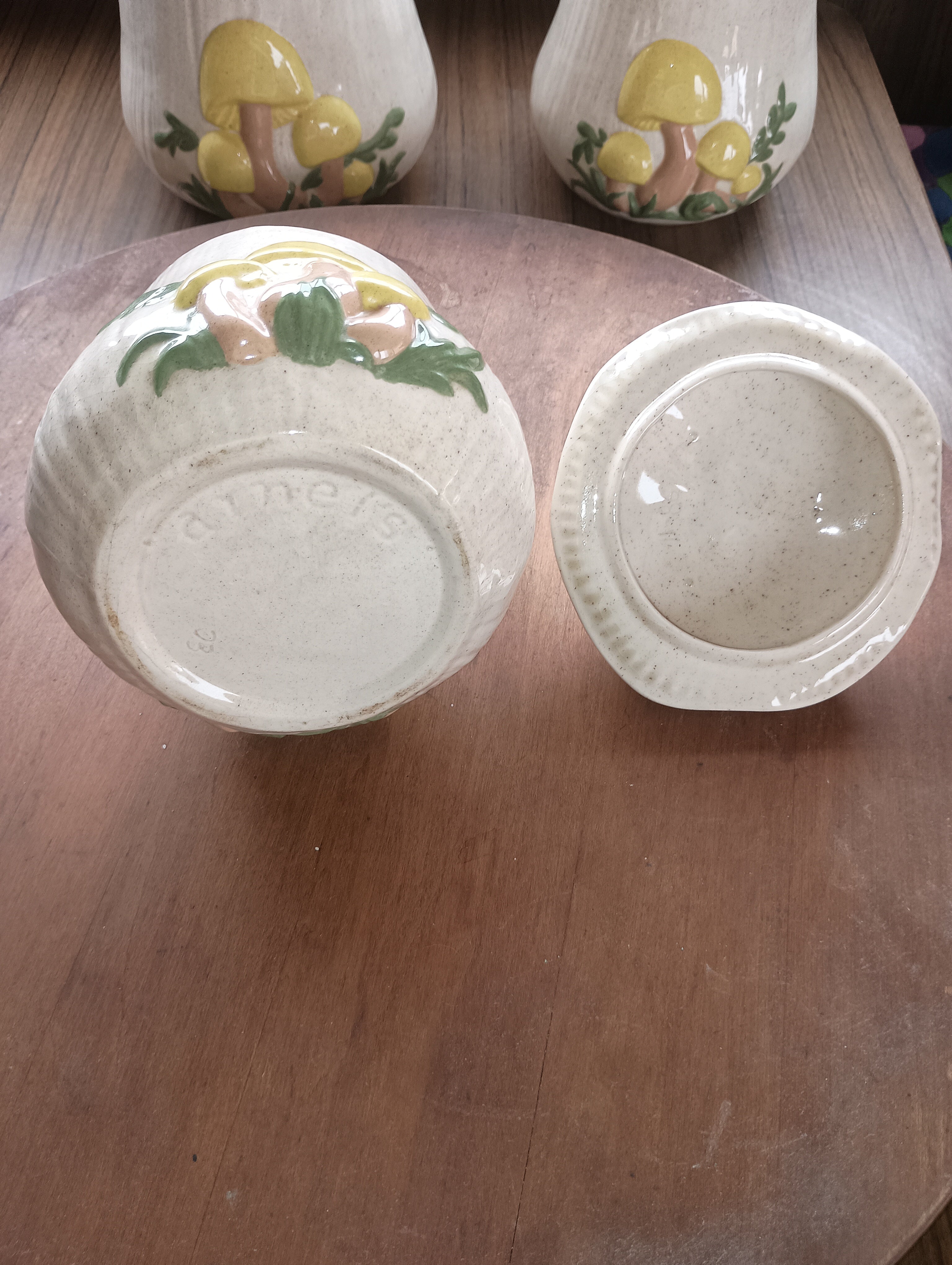 Vintage 1970s Arnel’s Ceramic Mushroom Canister Set (4-Piece)