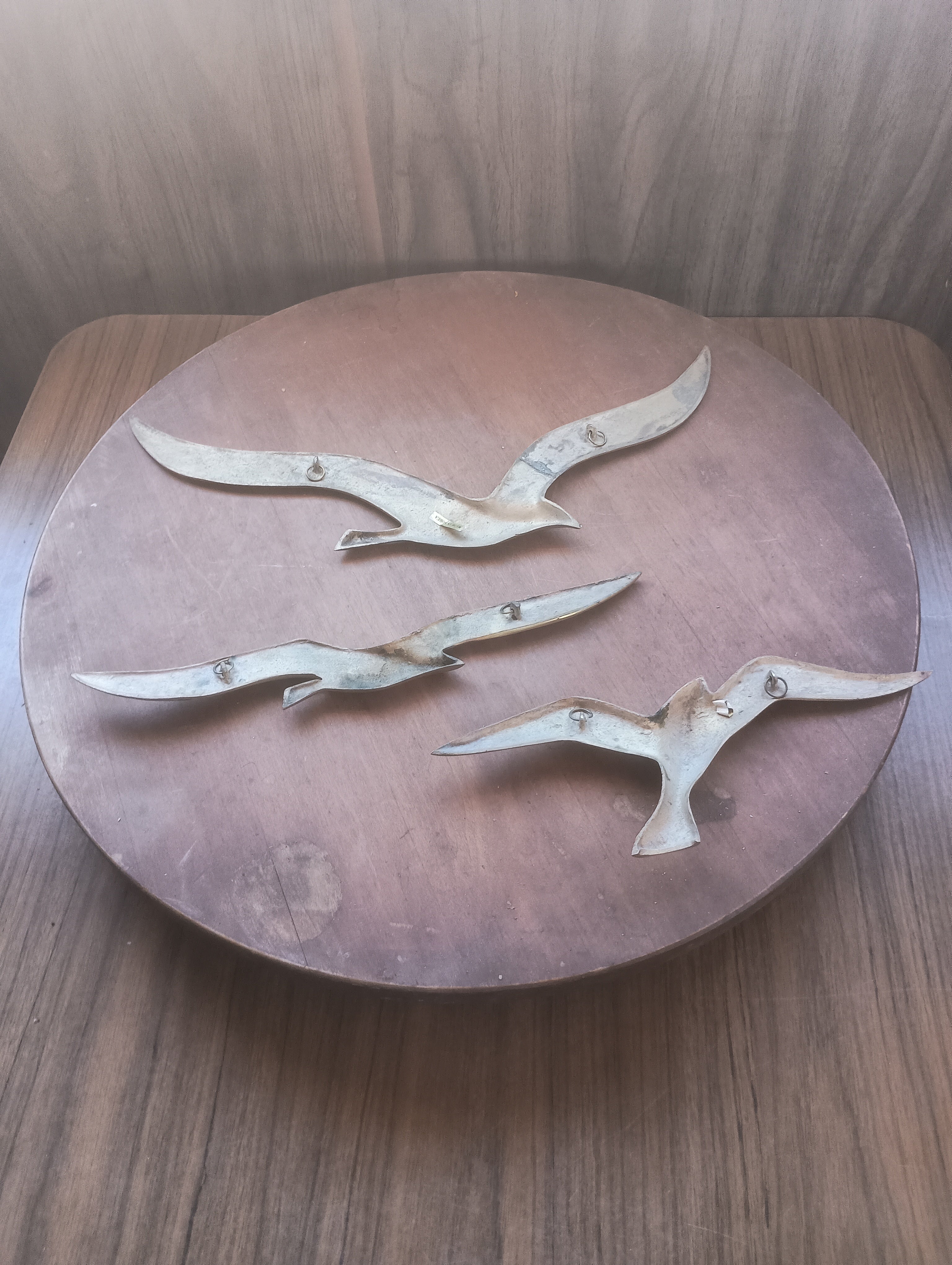 Mid-Century Brass Flying Seagulls Wall Decor - Set of 3