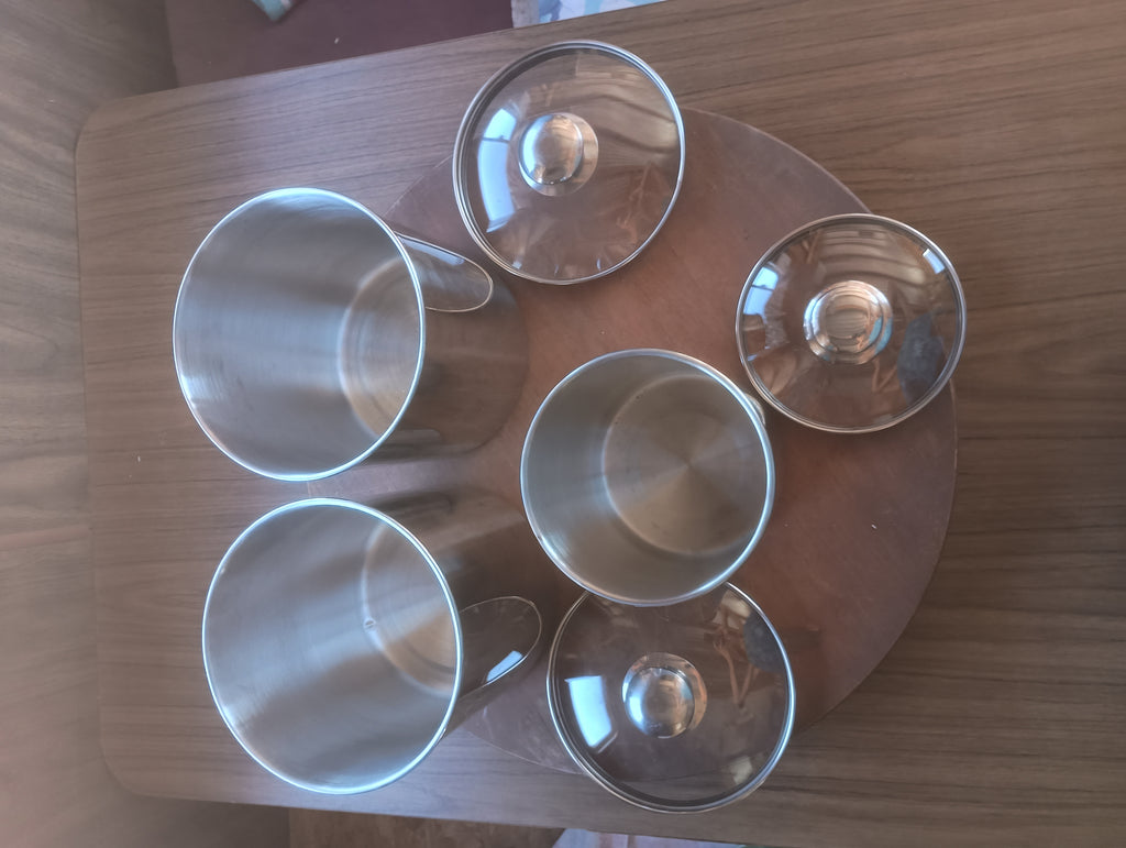 Vintage Williams-Sonoma 18-10 Stainless Steel 3-Piece Canister Set with Glass Lids