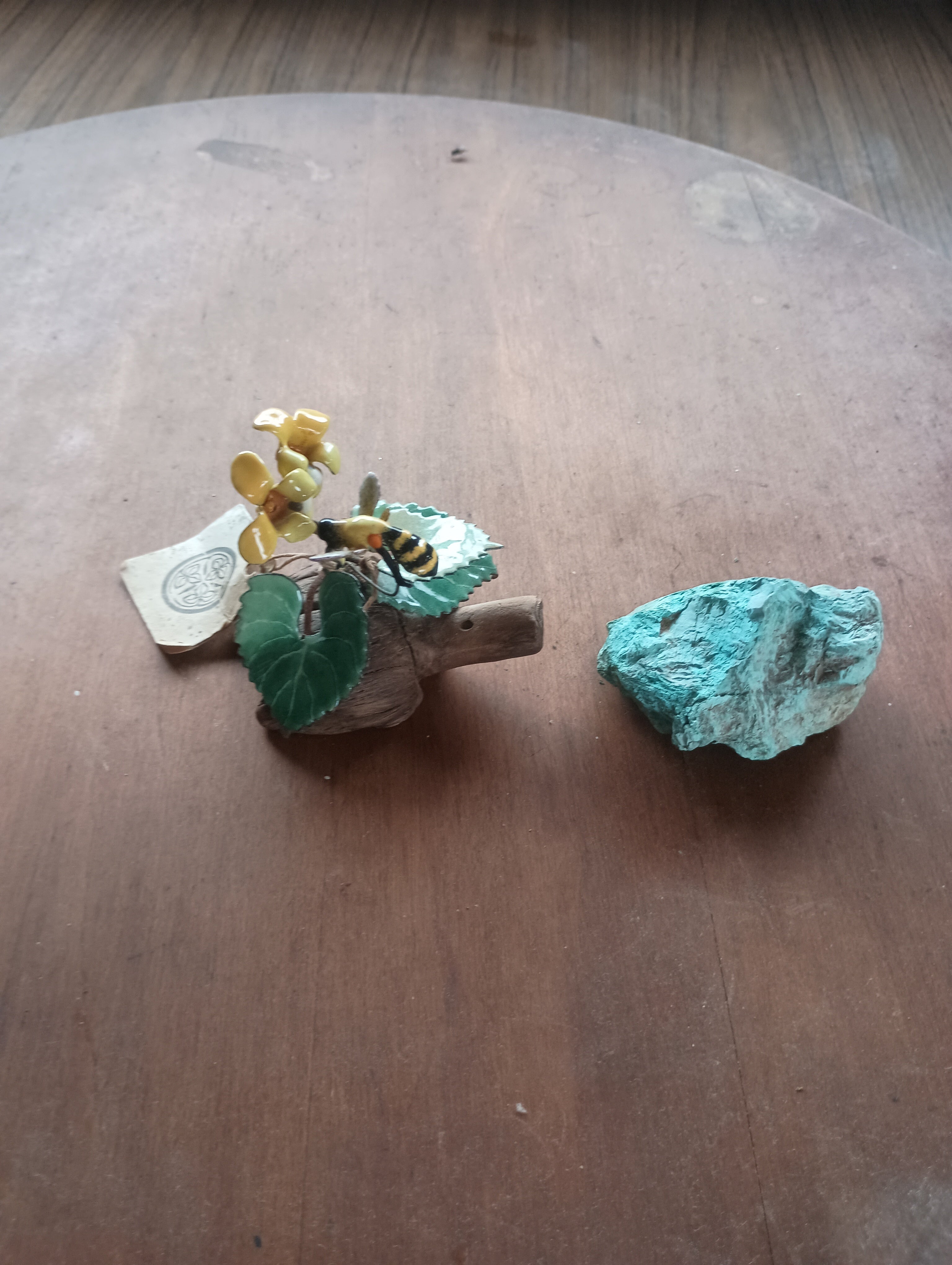 Signed Norman Brumm Enamel-on Copper Honeybee & Wildflower Sculpture