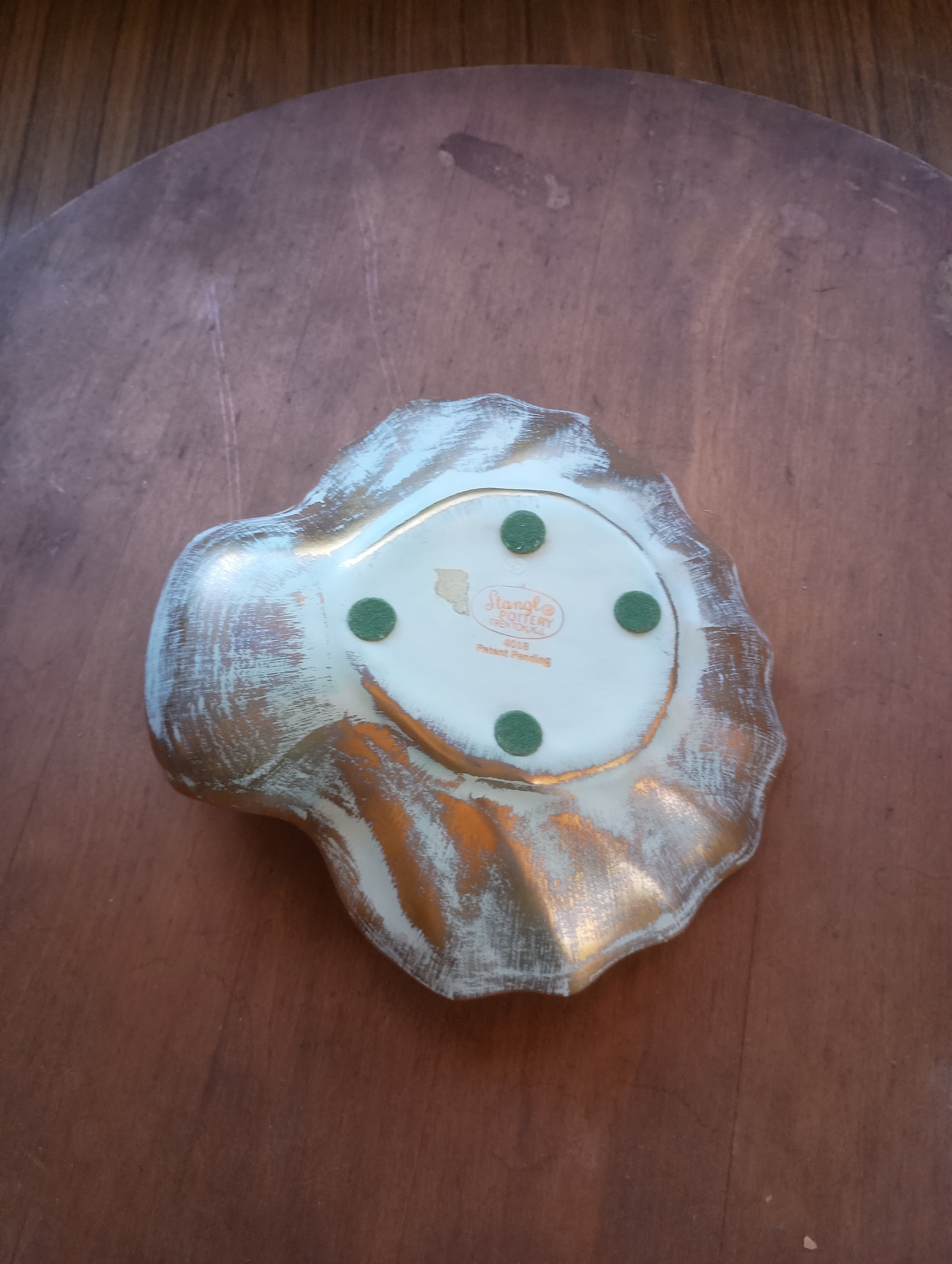 Vintage Mid-Century Stangl Pottery Iridescent Gold & Turquoise Shell Dish - #4018