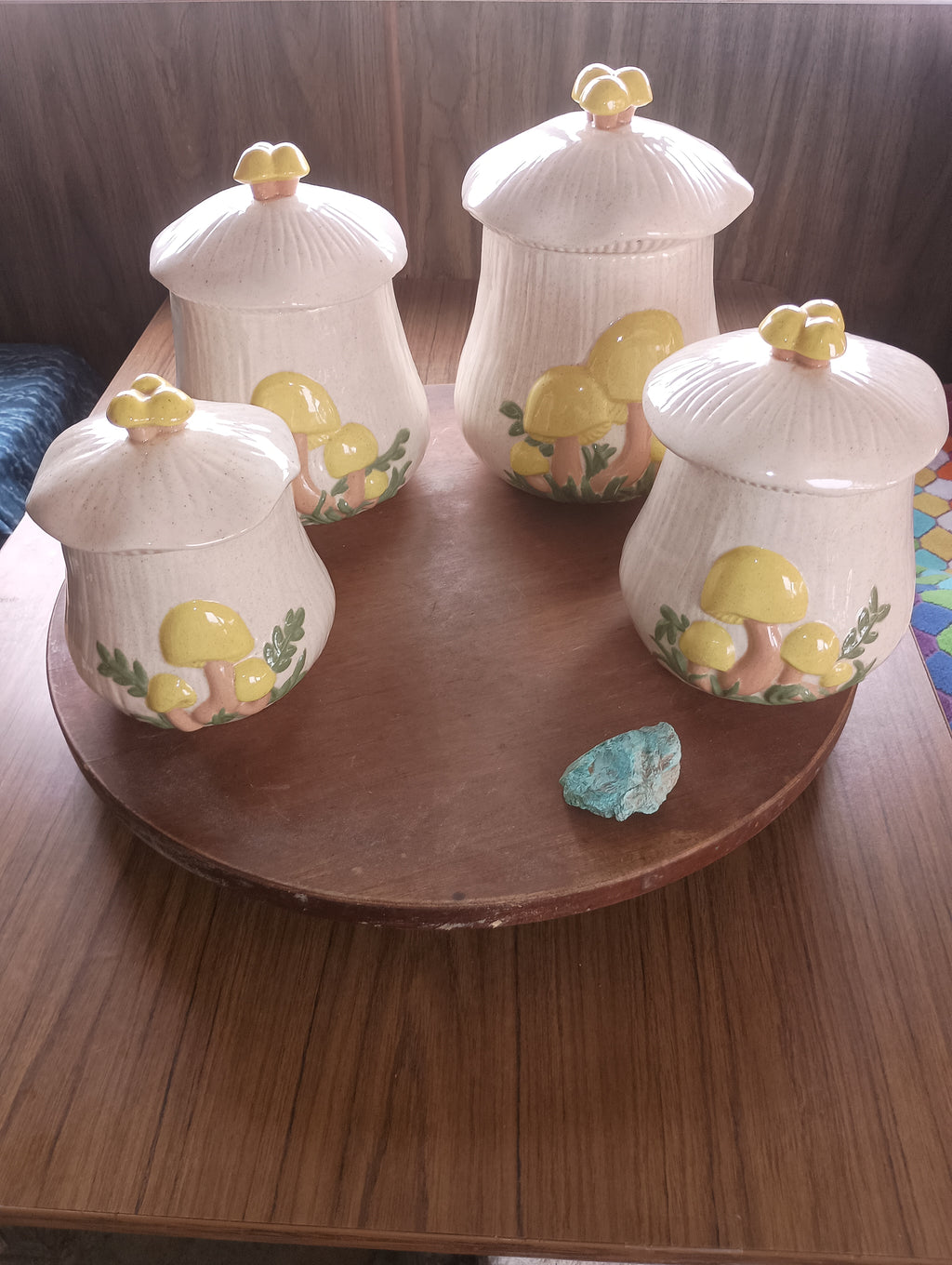 Vintage 1970s Arnel’s Ceramic Mushroom Canister Set (4-Piece)