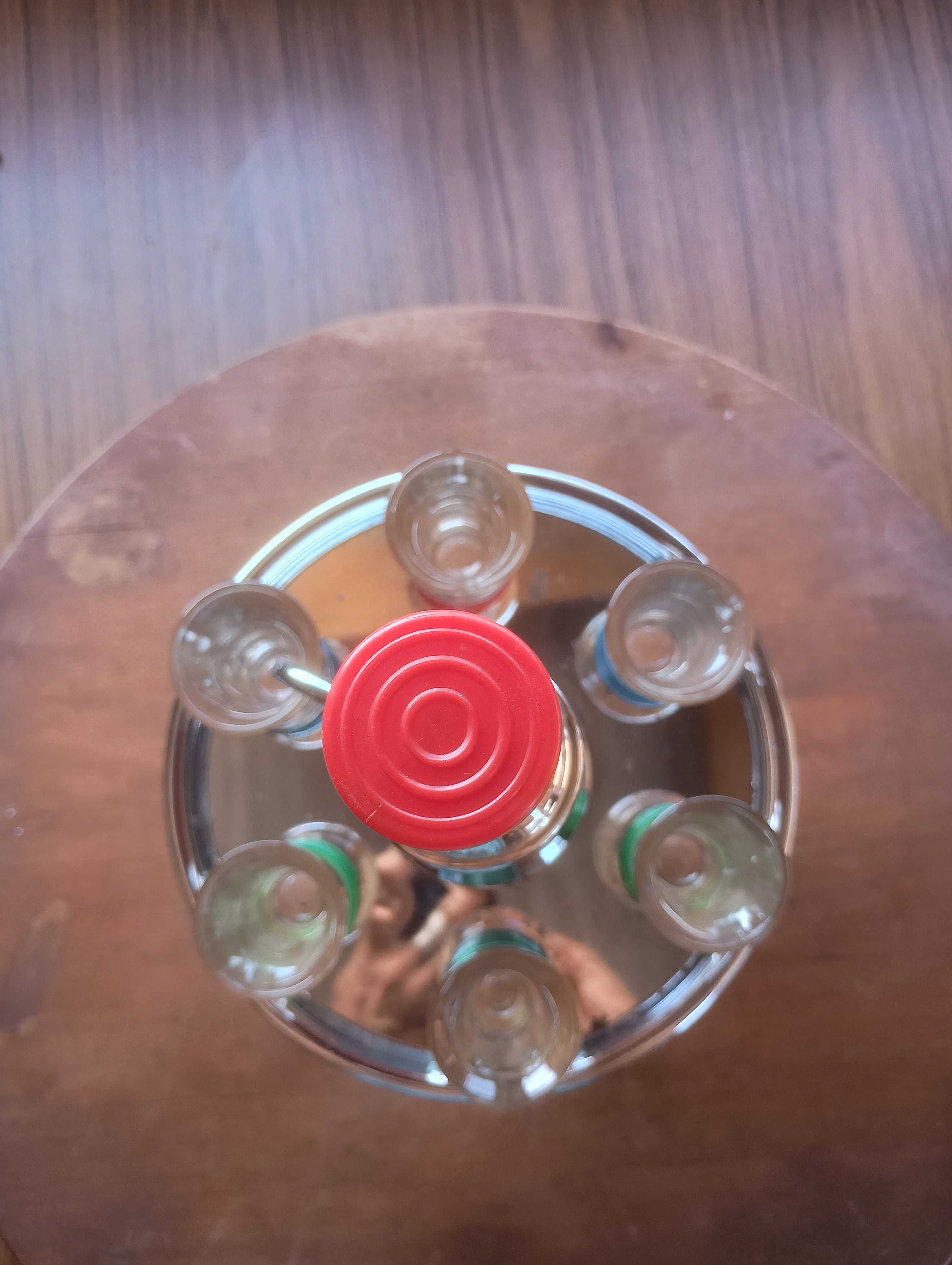 Vintage 1950s Atomic Chrome Liquor Pump Carousel Set