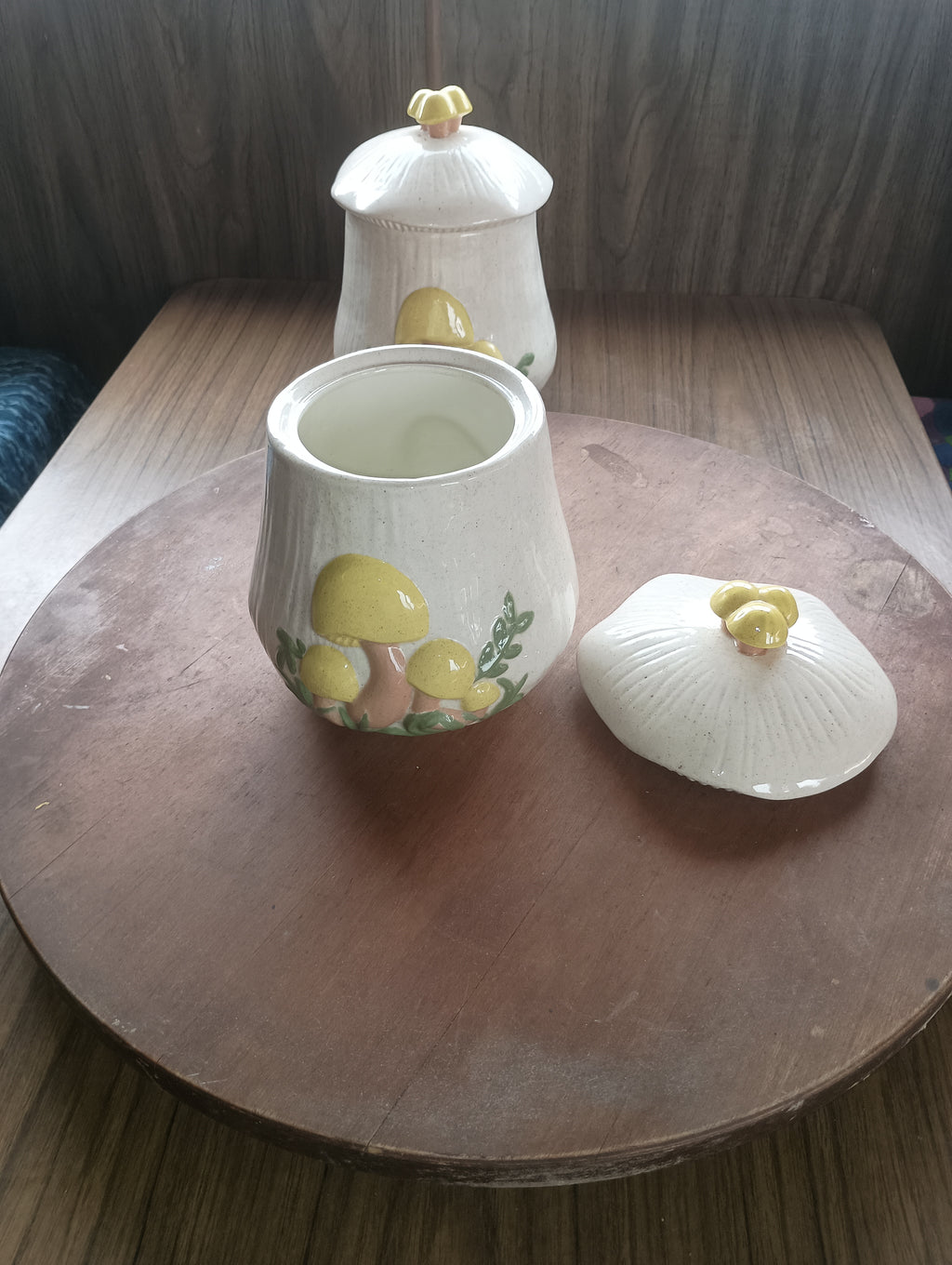 Vintage 1970s Arnel’s Ceramic Mushroom Canister Set (4-Piece)