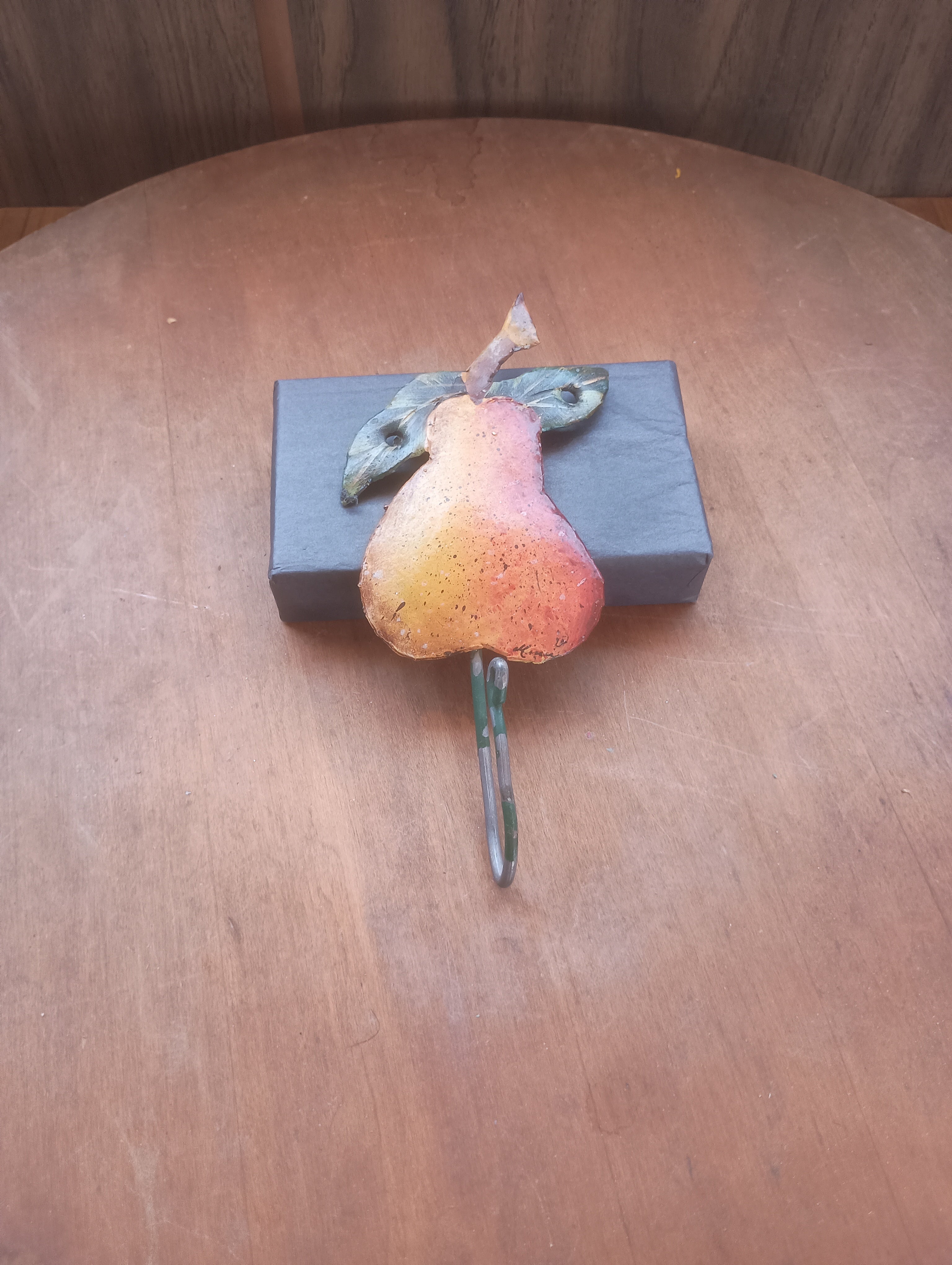 Vintage Hand-Painted Rustic Metal Pear Wall Hook