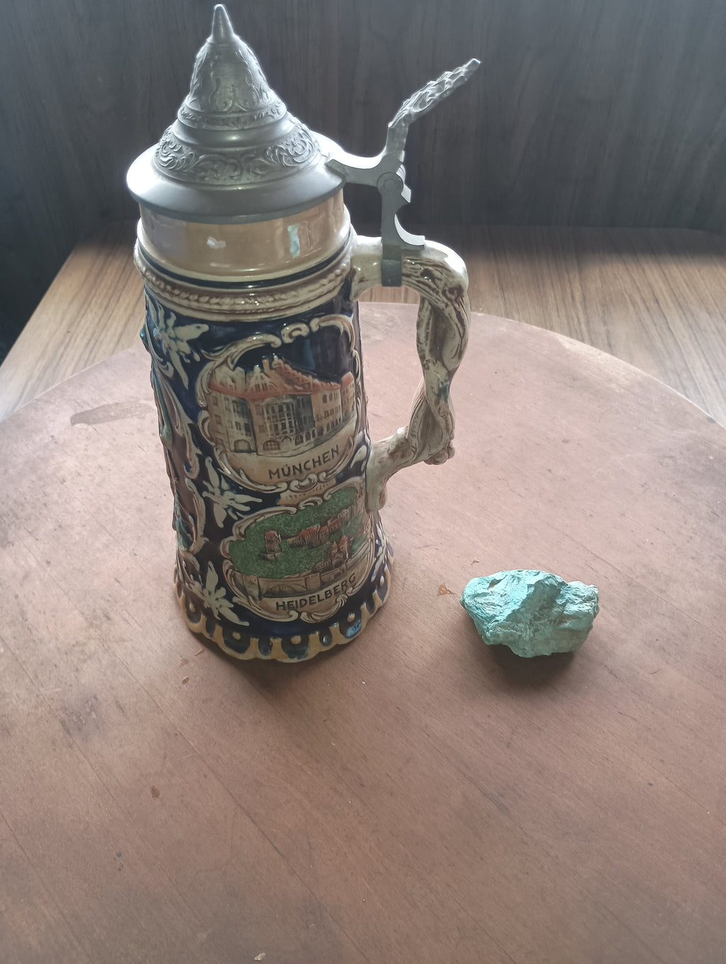 Grand 12" "Cities of Germany" Relief Stein with Pewter Lid