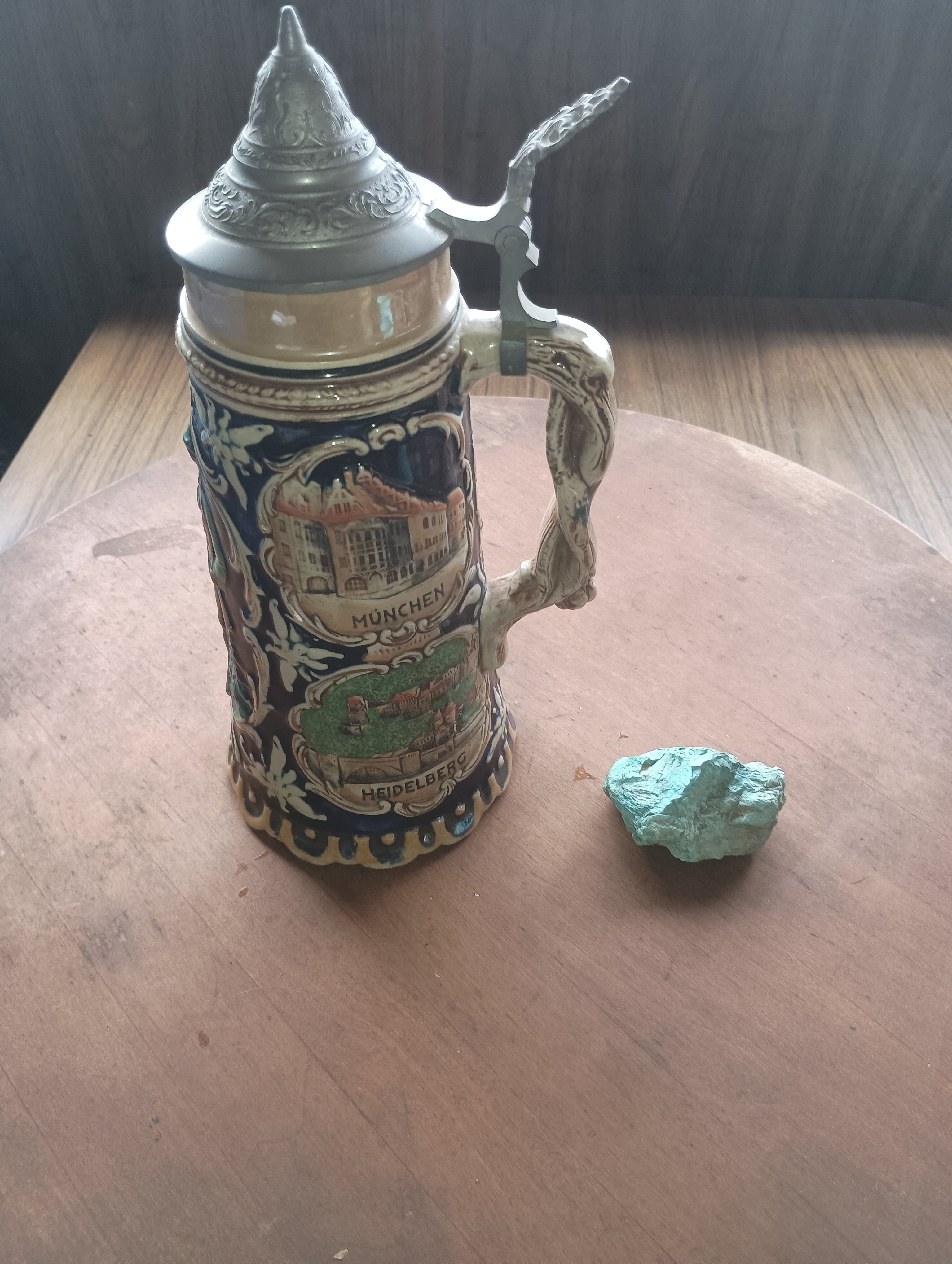 Grand 12" "Cities of Germany" Relief Stein with Pewter Lid