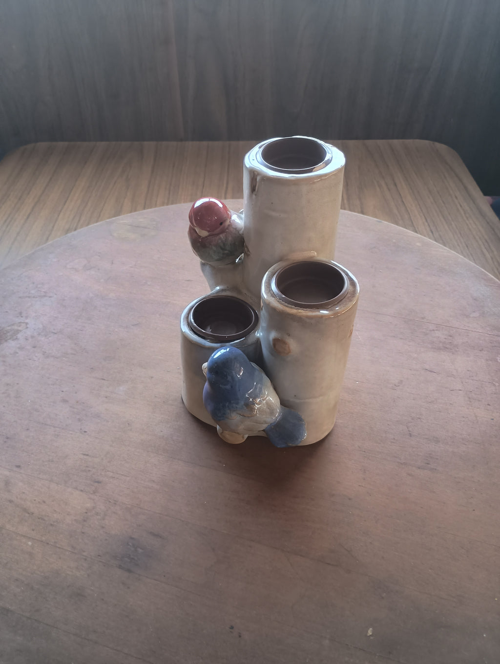 Artisan Birch Log & Songbird Triple Candle Holder