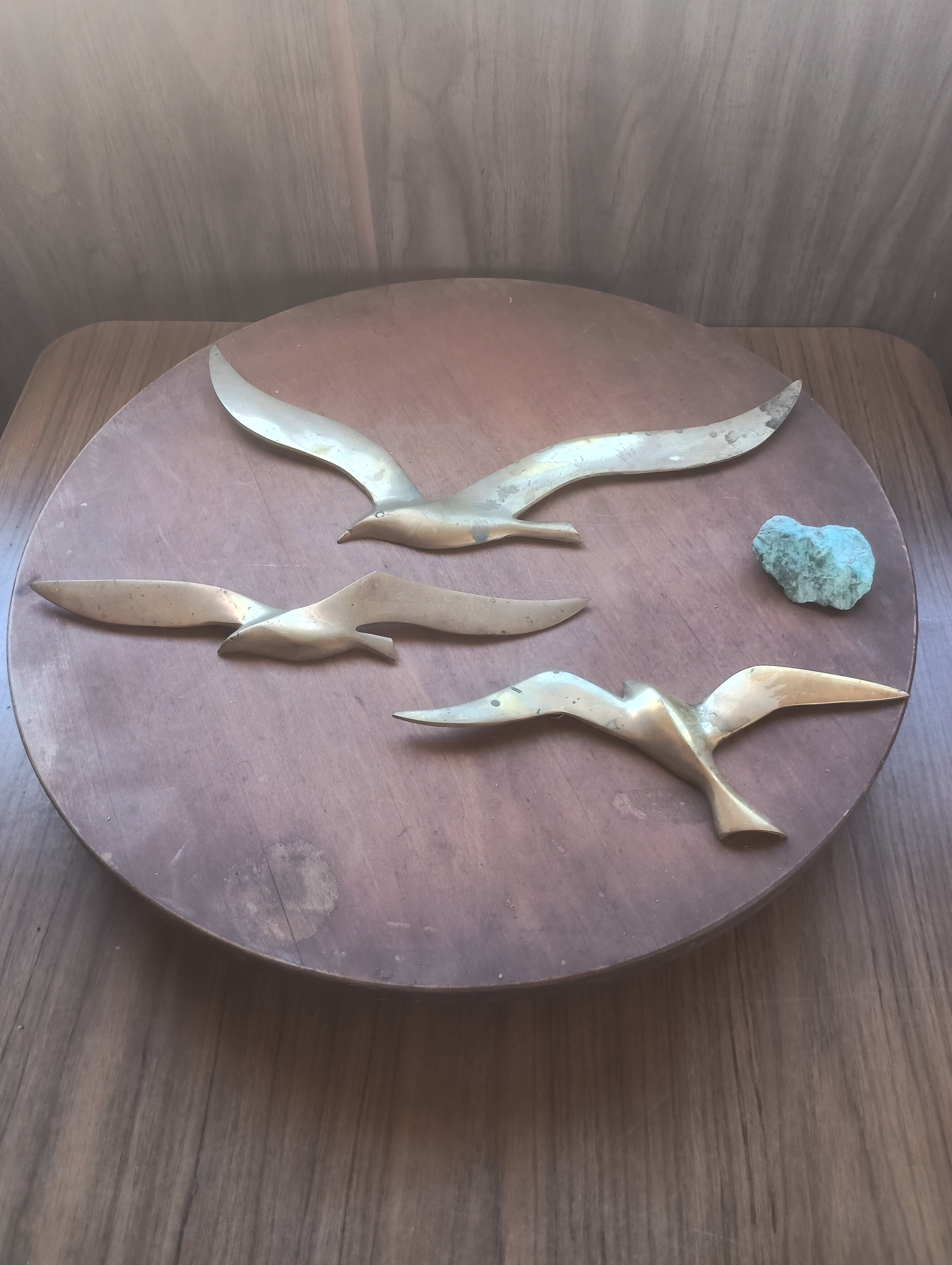 Mid-Century Brass Flying Seagulls Wall Decor - Set of 3