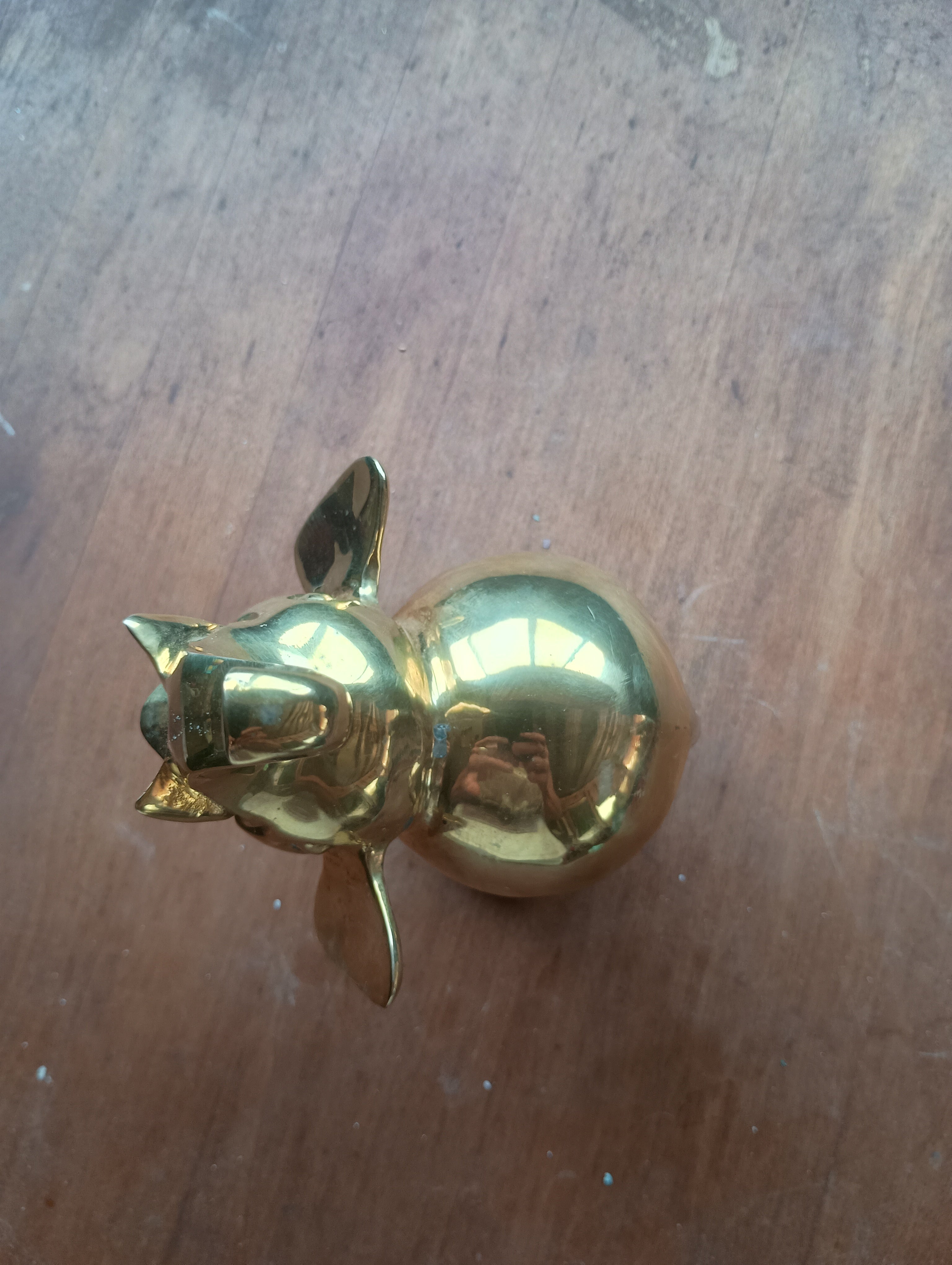 Vintage Polished Brass Elephant on Solid Marble Base