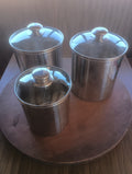 Vintage Williams-Sonoma 18-10 Stainless Steel 3-Piece Canister Set with Glass Lids