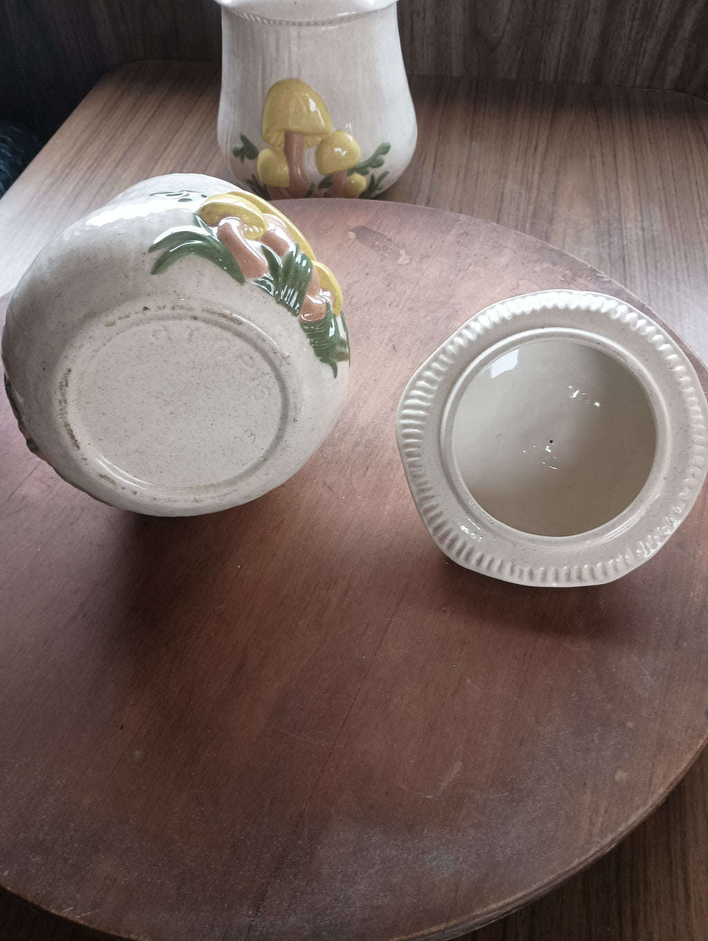 Vintage 1970s Arnel’s Ceramic Mushroom Canister Set (4-Piece)