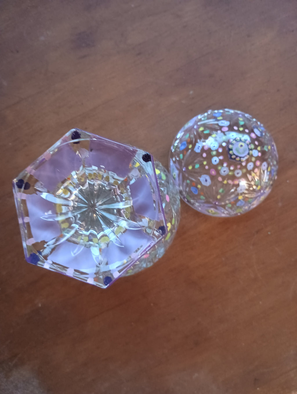 Hand-Painted Floral Cut Crystal Footed Egg Dish