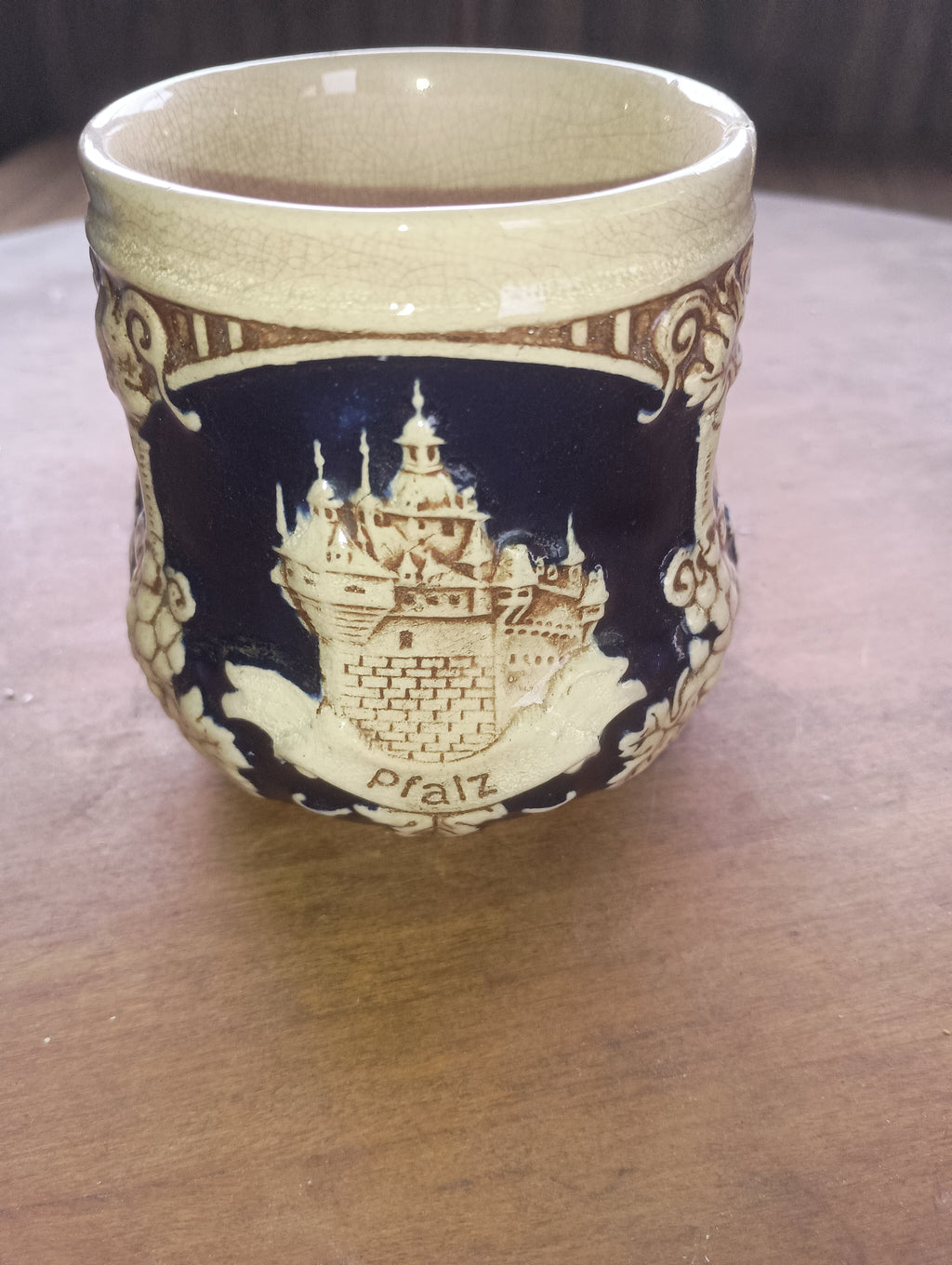 Vintage Gerz German Stoneware Relief Mug - Rhine River Castles (Ehrenfels, Pfalz, Rheinstein)