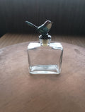 Vintage Enameled Bluebird Glass Decanter / Perfume Bottle