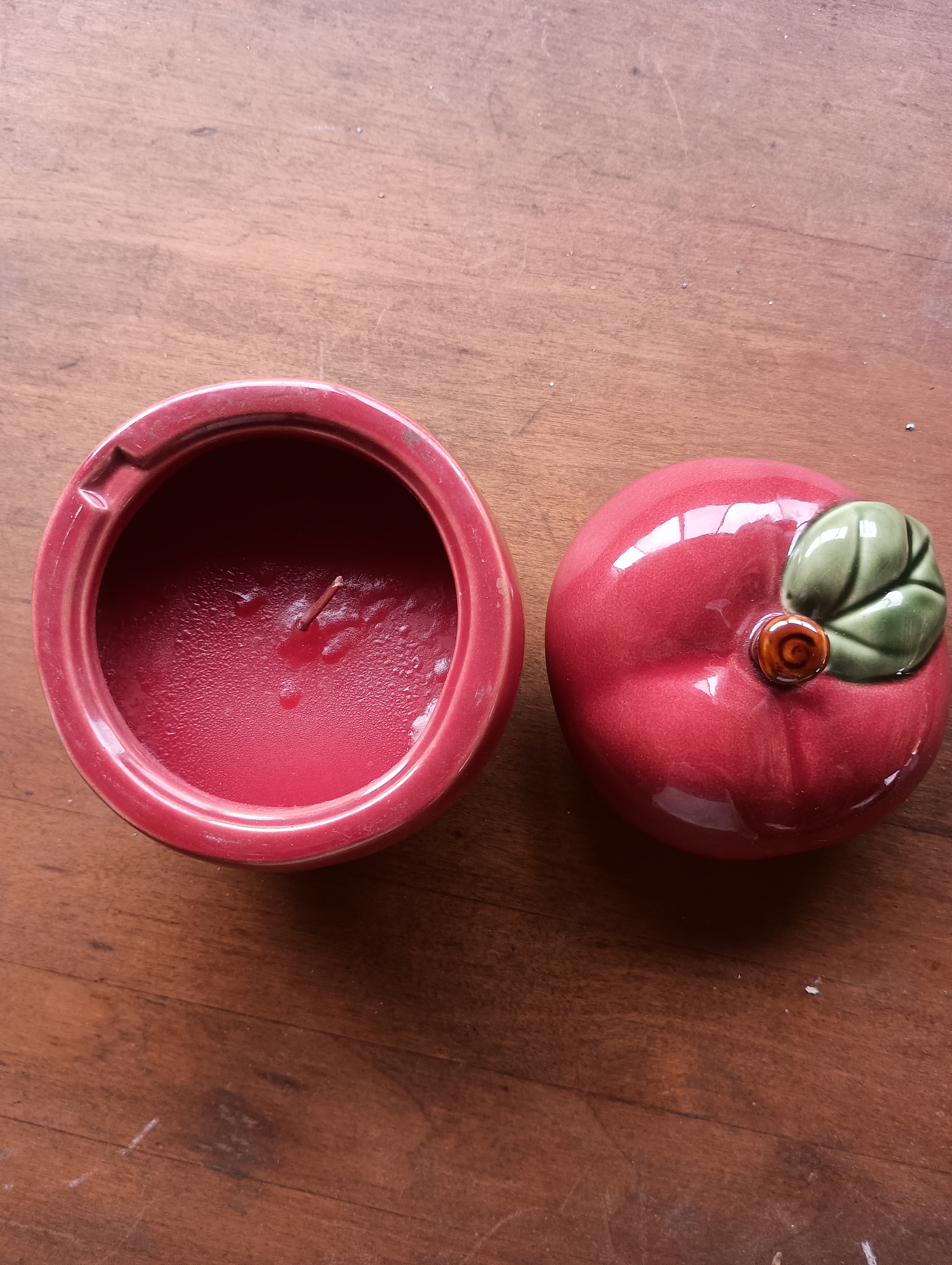 Hand-Painted Ceramic Apple Candle Jar