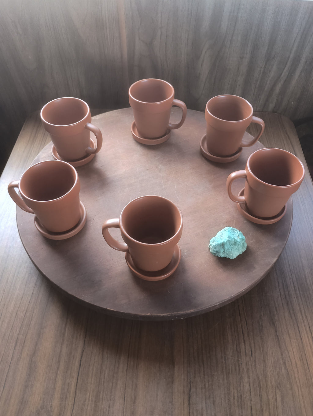 Vintage Hallmark Terracotta Flower Pot Ceramic Mug & Saucer Set - 12 Pieces (Service for 6)