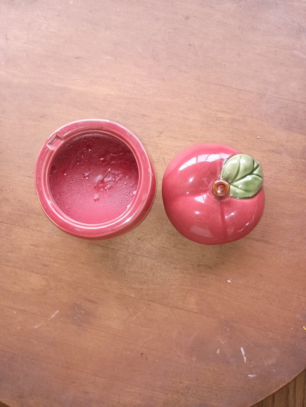 Hand-Painted Ceramic Apple Candle Jar