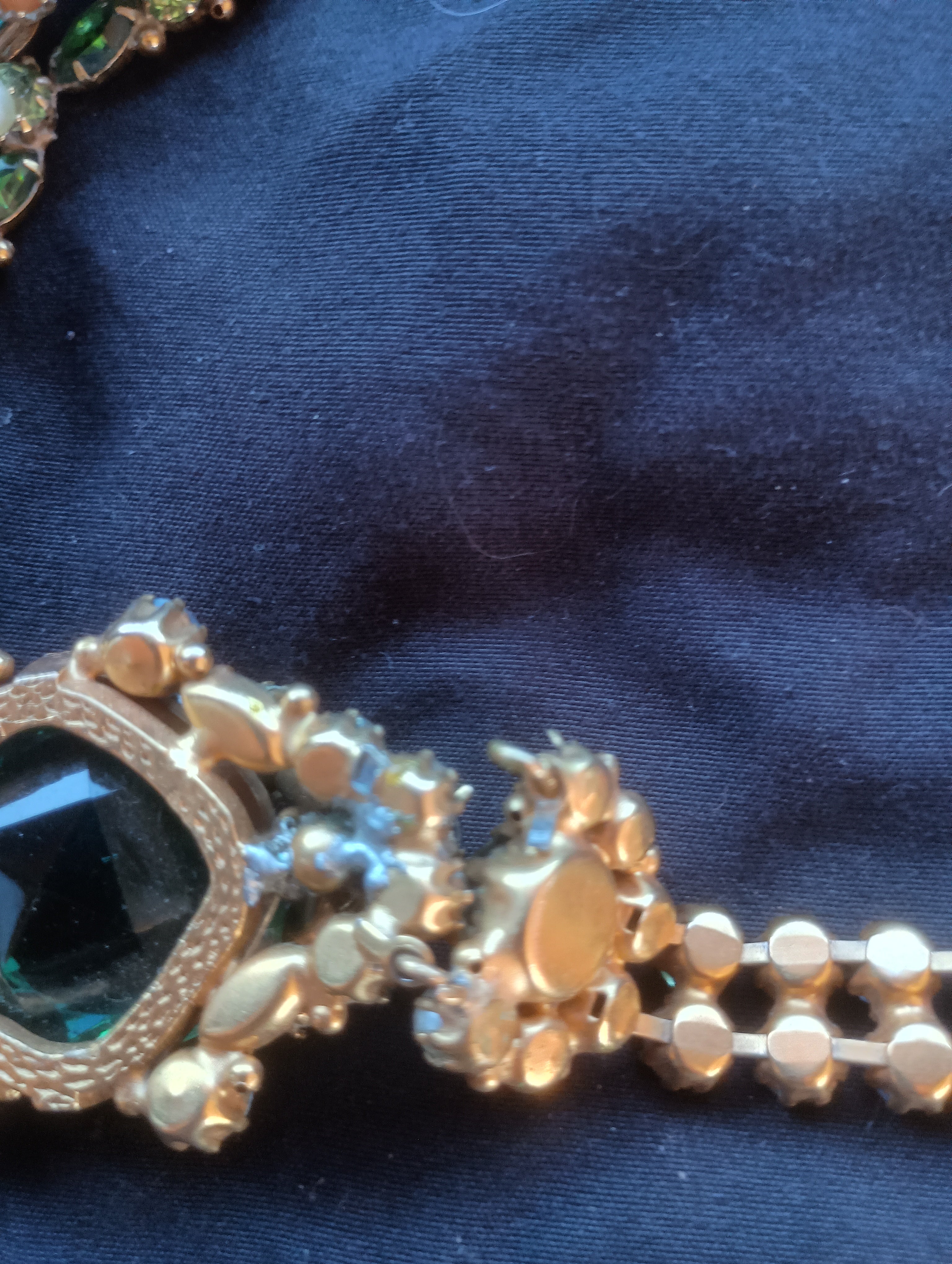 1950s Original by Robert Signed Emerald Rhinestone & Pearl Brooch & Bracelet Set