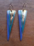 Authentic Vintage 1980s Signed Laurel Burch "Oracle" Cloisonné Enamel Triangle Earrings